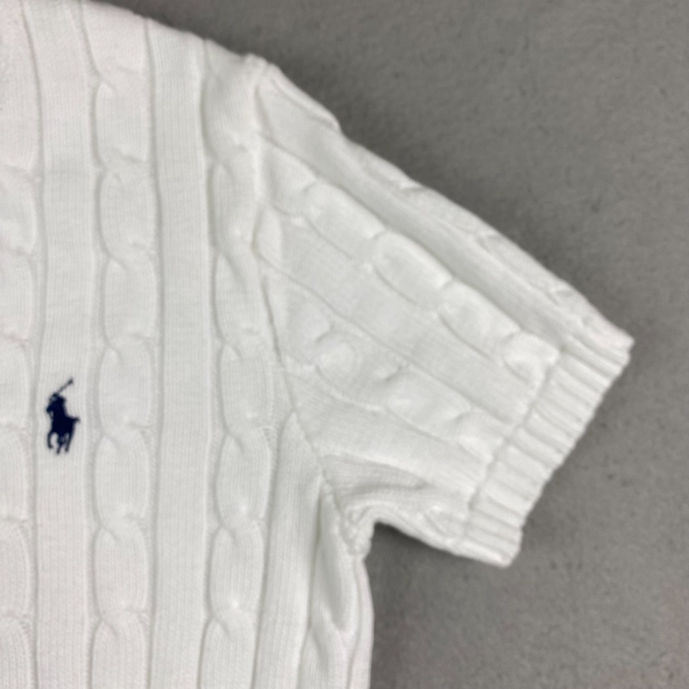 Polo Ralph Lauren Womens Cable Knit Short Sleeve Sweater White S Preppy pony - Picture 7 of 16